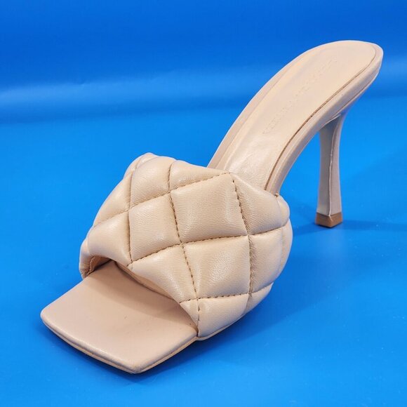 NEW Quilted Tan Leather Square Toe Sandals - Picture 5 of 7
